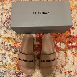 Tan Balenciaga slides